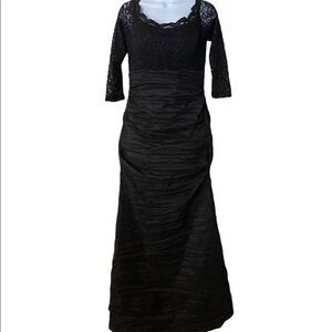 Alex Evenings Black Ruched Trumpet Gown